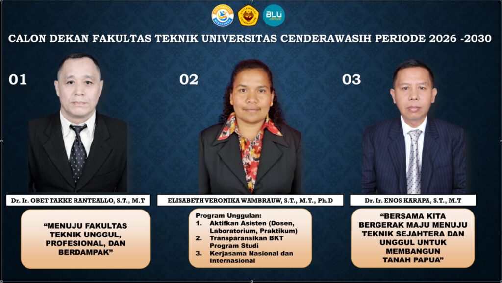 Tiga Calon Dekan Fakultas Teknik UNCEN Periode 2026–2030 Resmi Diperkenalkan